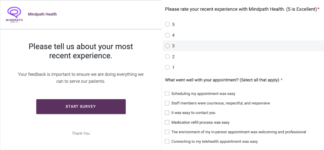 ejemplo de encuesta de satisfacción del cliente - mindpath