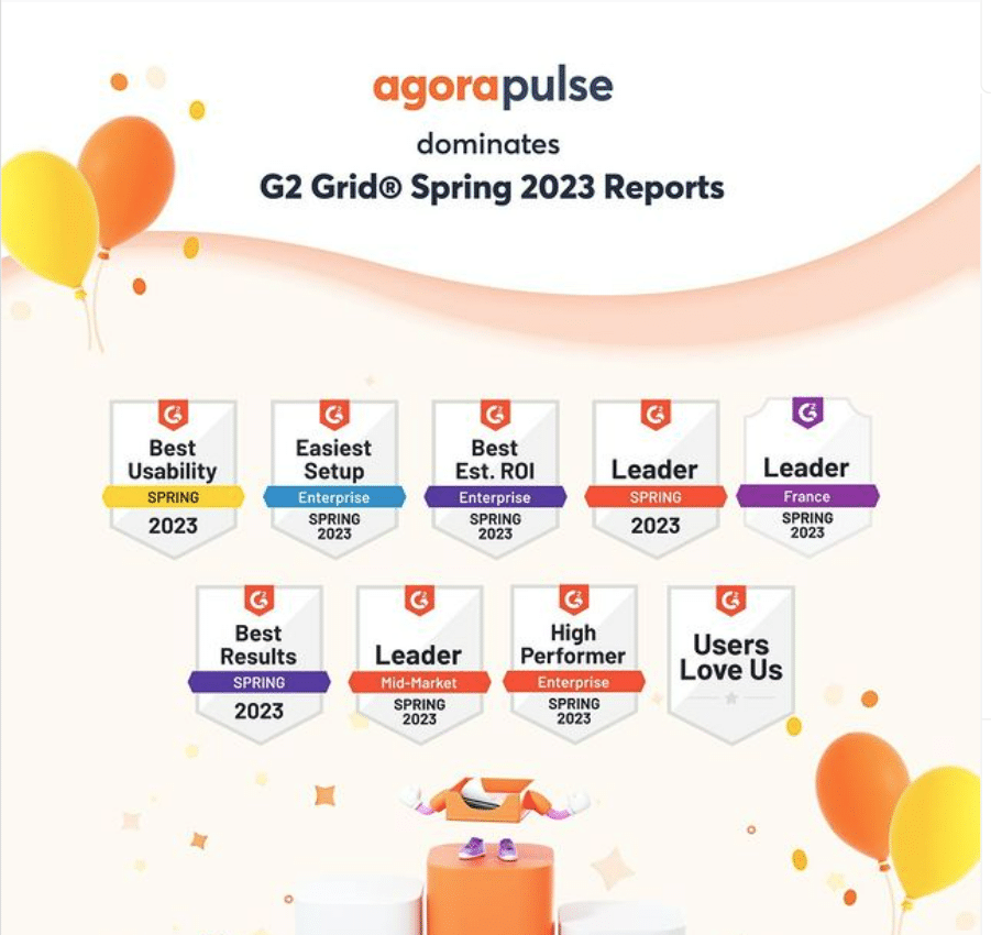 2023 年 Agorapulse G2 大獎截圖