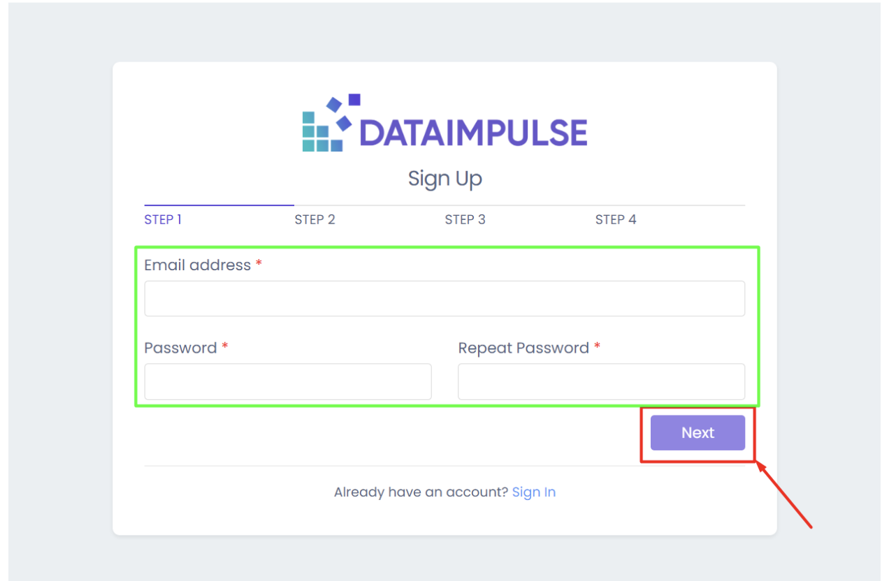 DataImpulse Регистрация