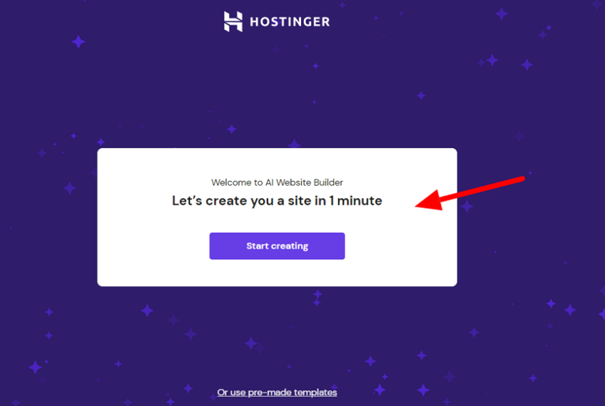 hostinger ai builder ile bir site oluşturun