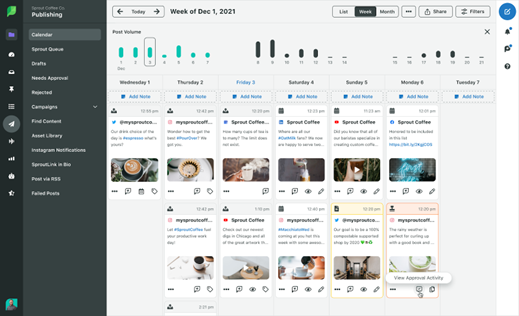 Sprout Social-Kalenderansicht