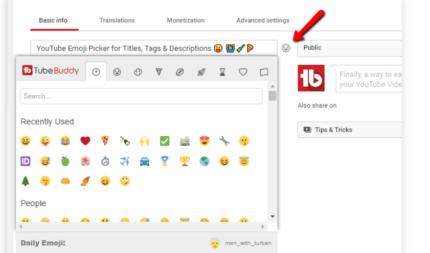 TubeBuddy Review- Emoji Picker