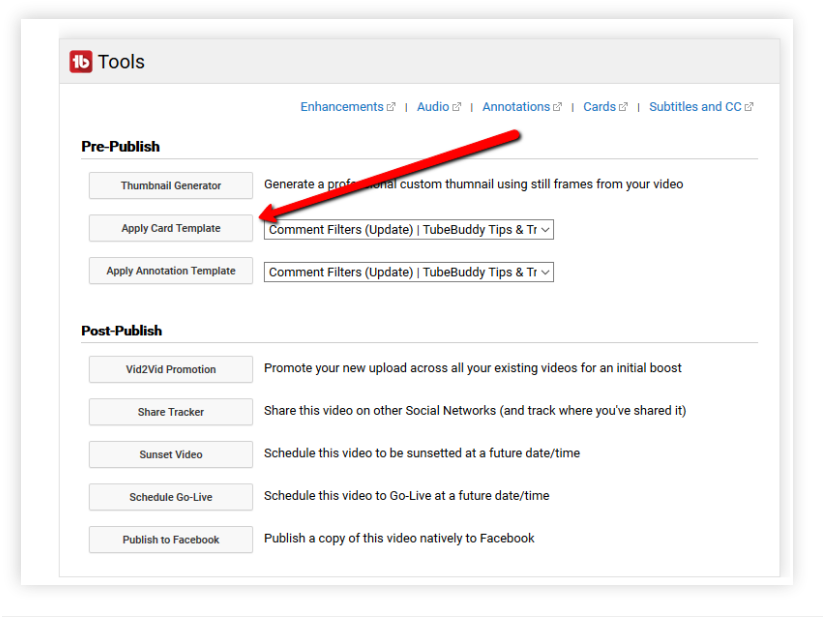 TubeBuddy Review- Card Templates