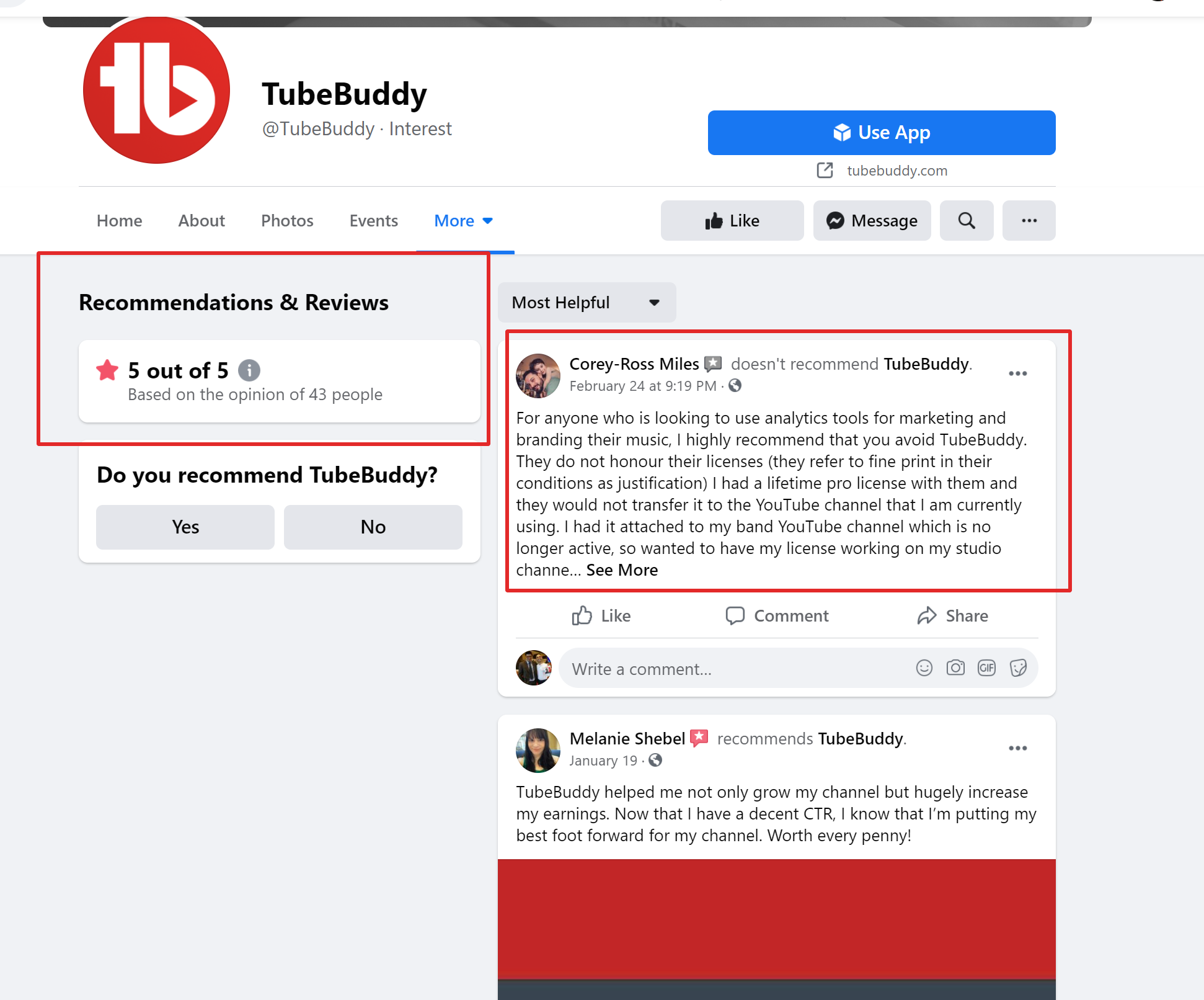 Tubebuddy facebook reviews