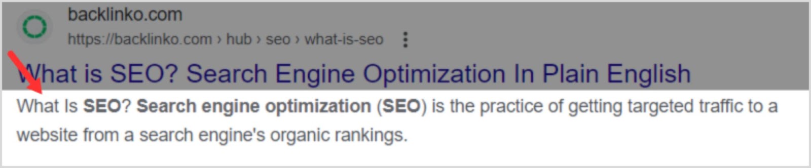 Sample meta description from Backlinko