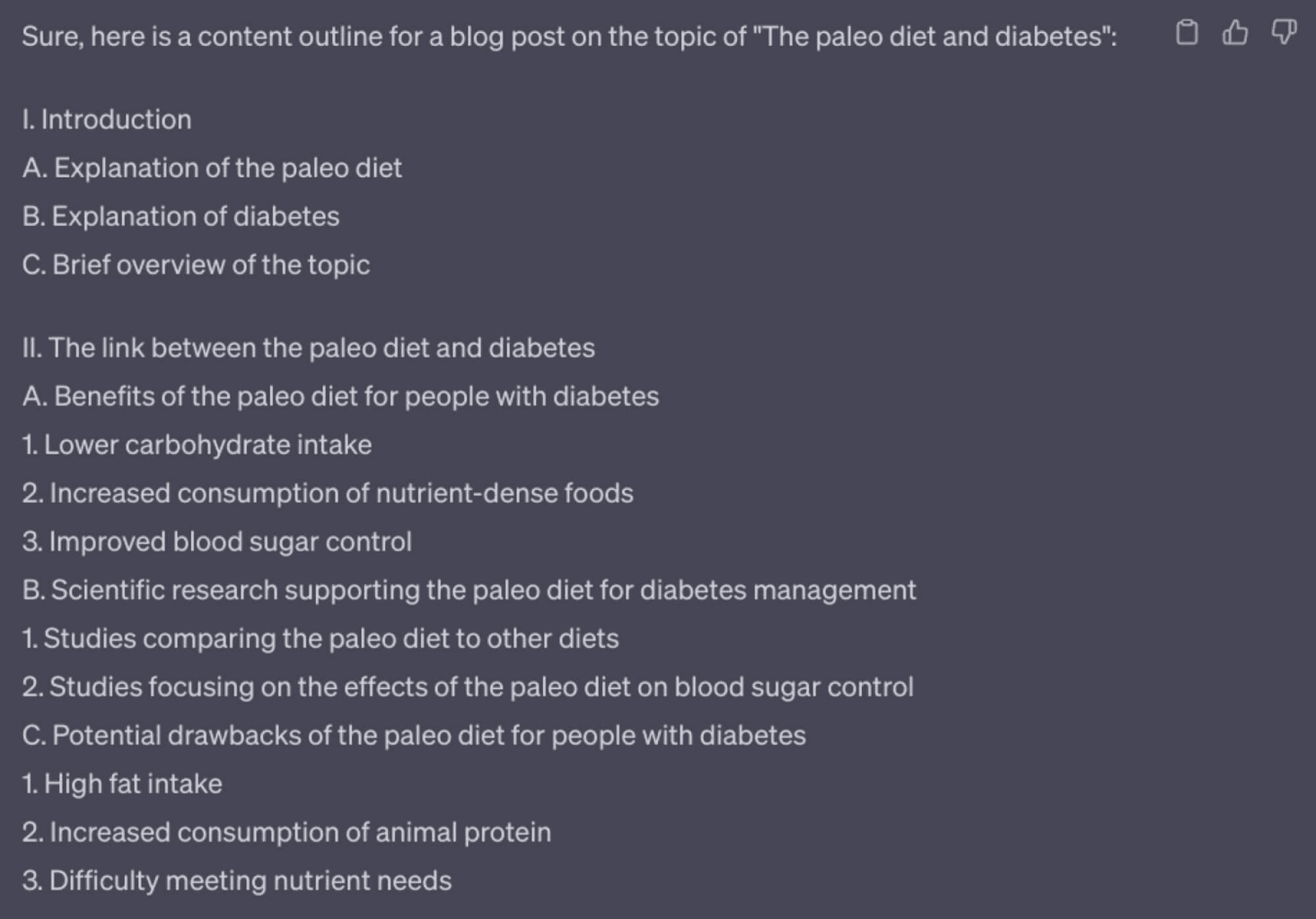 Generating a content outline using ChatGPT