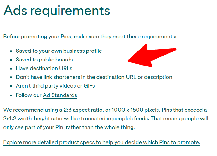 pinterest 廣告要求