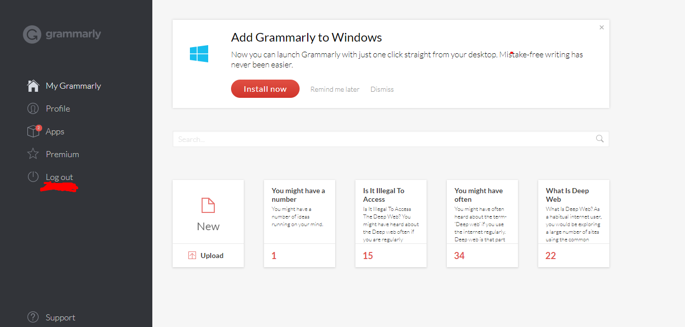 Examen de la version Web de Grammarly