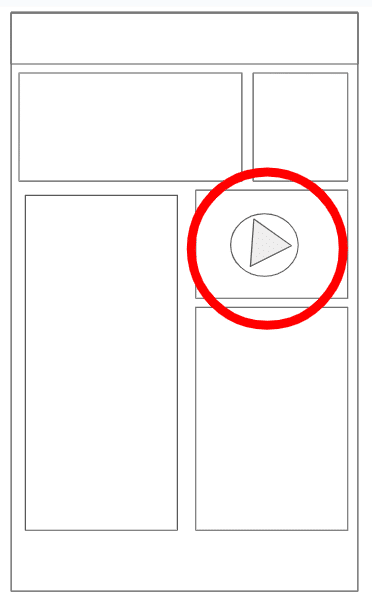 Contoh wireframe video di halaman depan situs