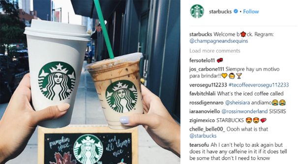 Exemple de contenu généré par l'utilisateur Starbucks