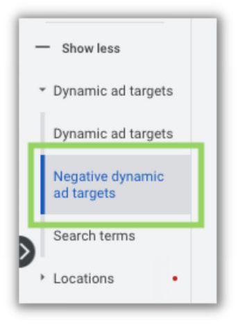 опция отрицательных целей динамической рекламы в динамических поисковых объявлениях