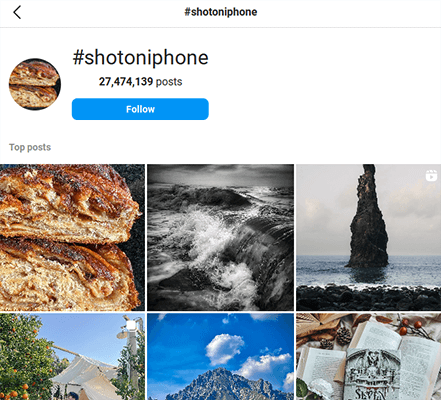 tourné sur iphone instagram hashtag