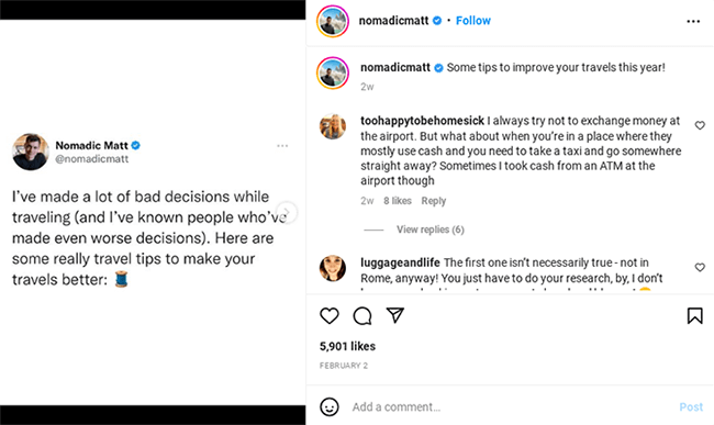 nomade matt instagram post exemple