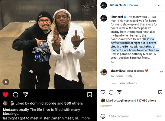 publication instagram de lil wayne