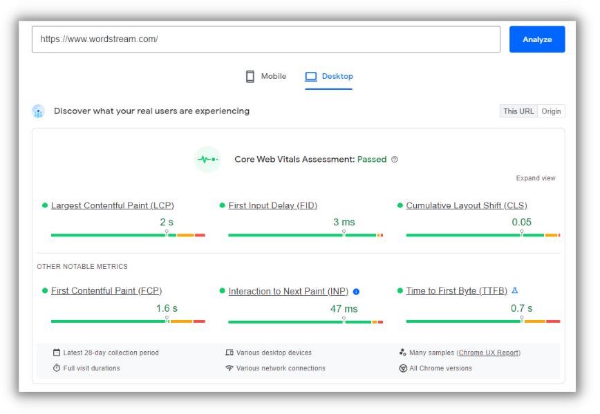 รายการตรวจสอบการบำรุงรักษาเว็บไซต์ - รายงาน google pagespeeds สำหรับ wordstream กรกฎาคม 2023