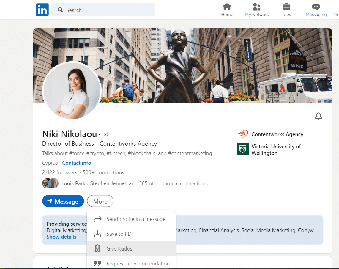 jak dać kudos na linkedin