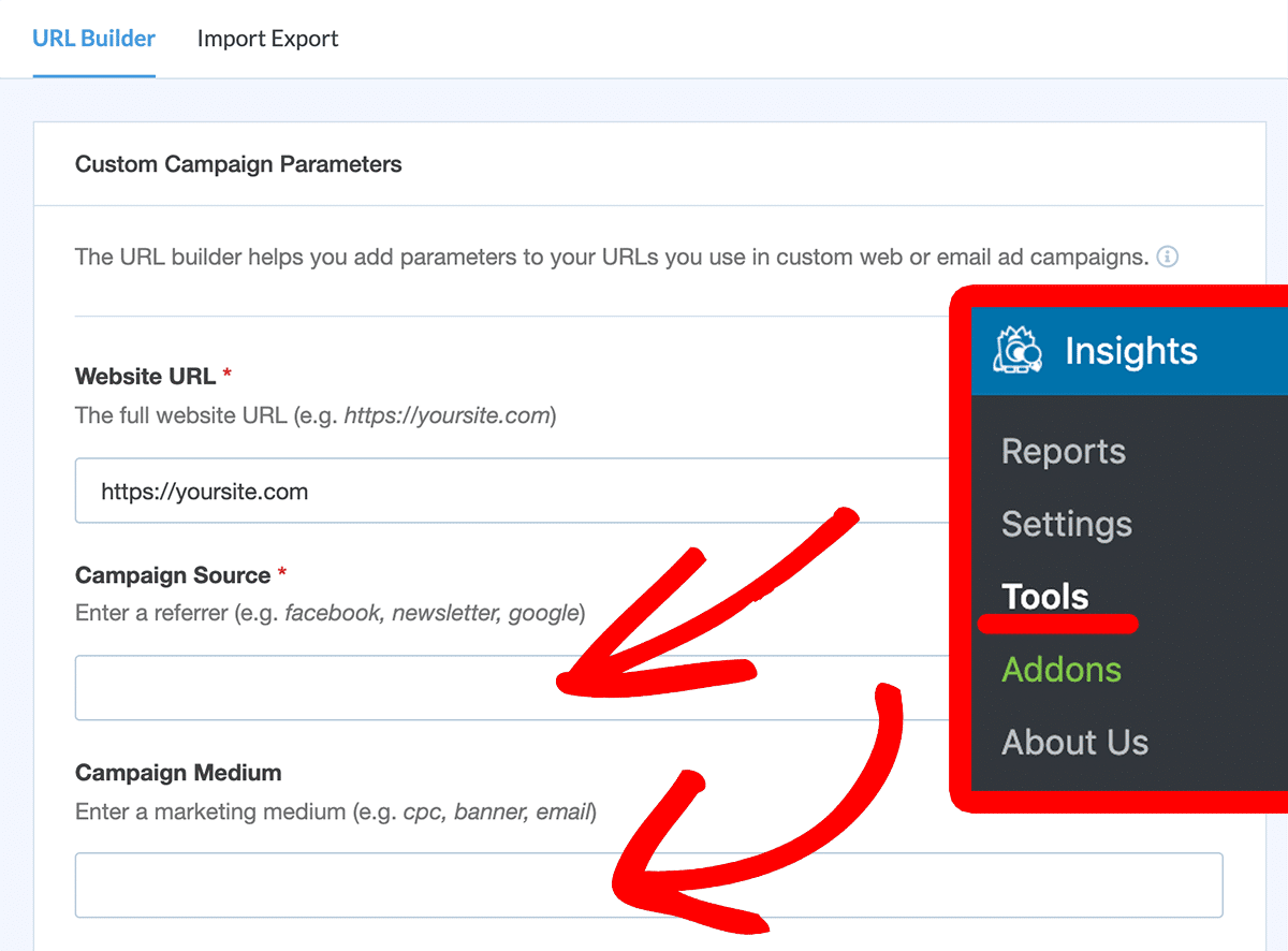 MonsterInsights URL 和 UTM Builder