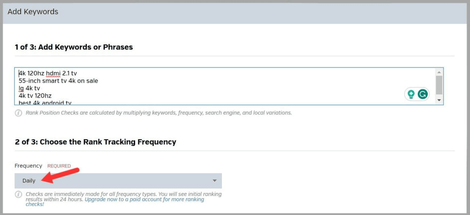 Add tracking frequency