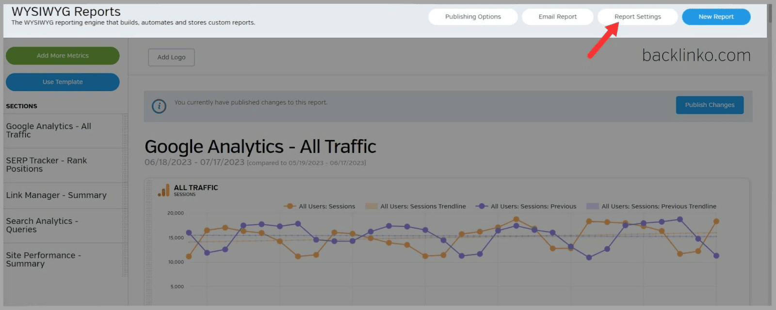 Alter report parameters