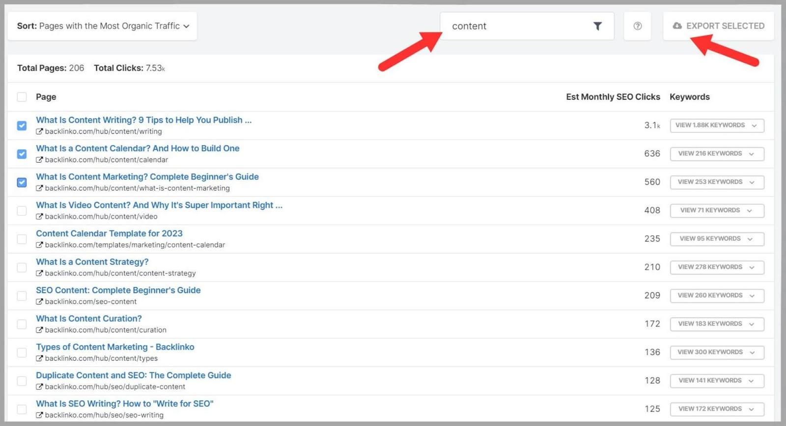 Export your data into a spreadsheet