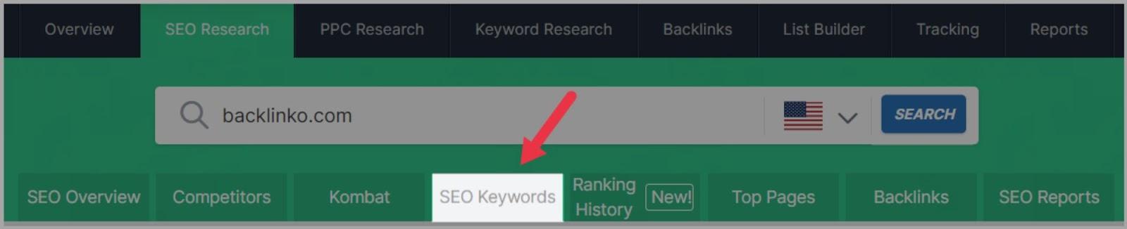 SEO Keywords tab