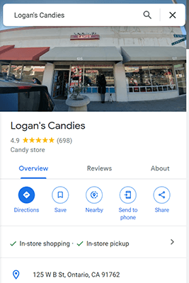 logans şekerler google maps