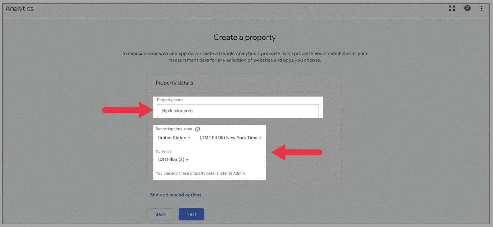 Set domain properties