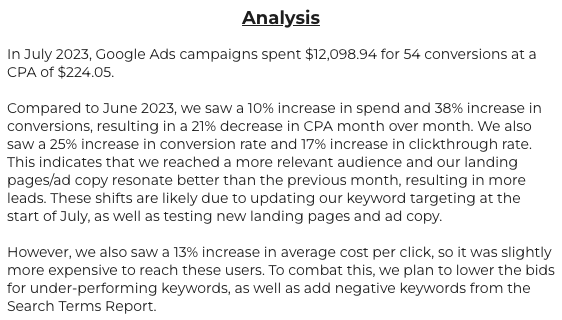 Przykładowa analiza raportu PPC