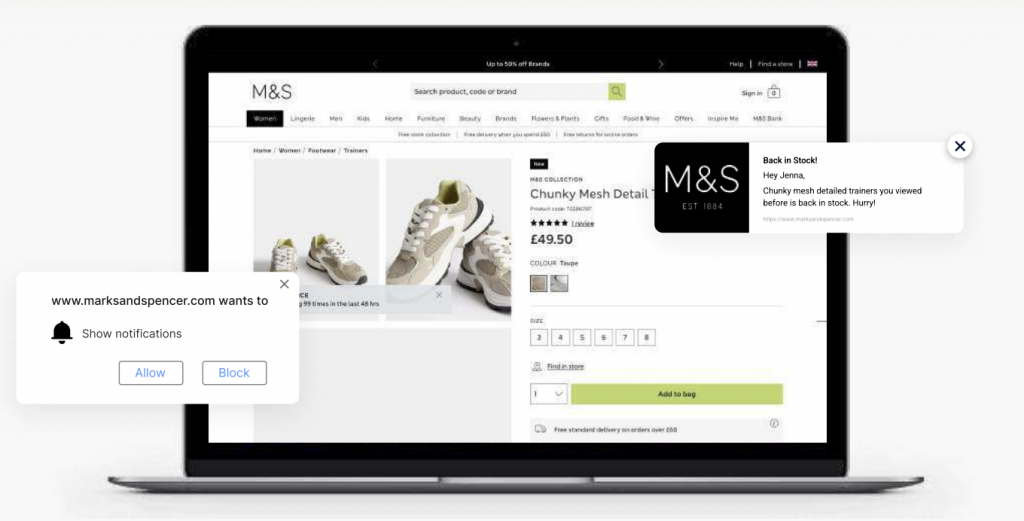 M&S folosește notificări push web privind abandonul coșului pentru a recupera vânzările pierdute