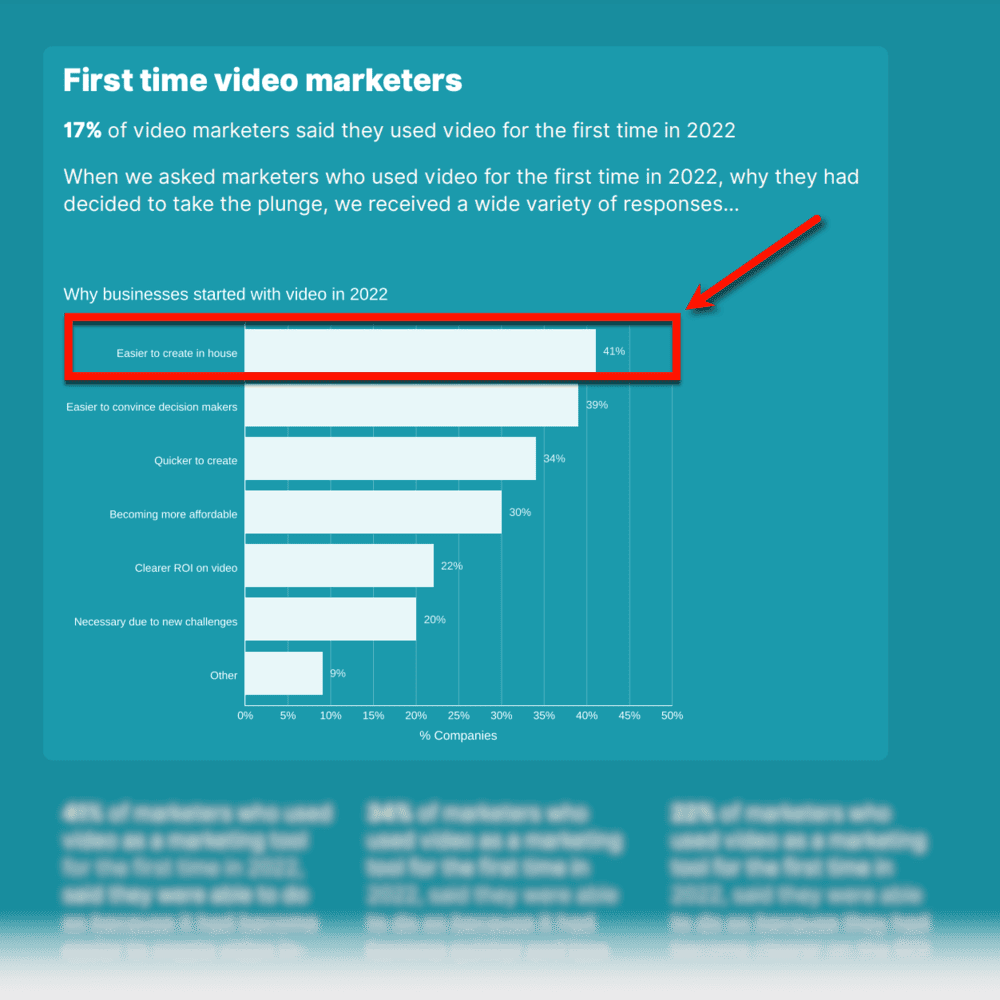 Infografik, die Gründe für erstmalige Videovermarkter zeigt.