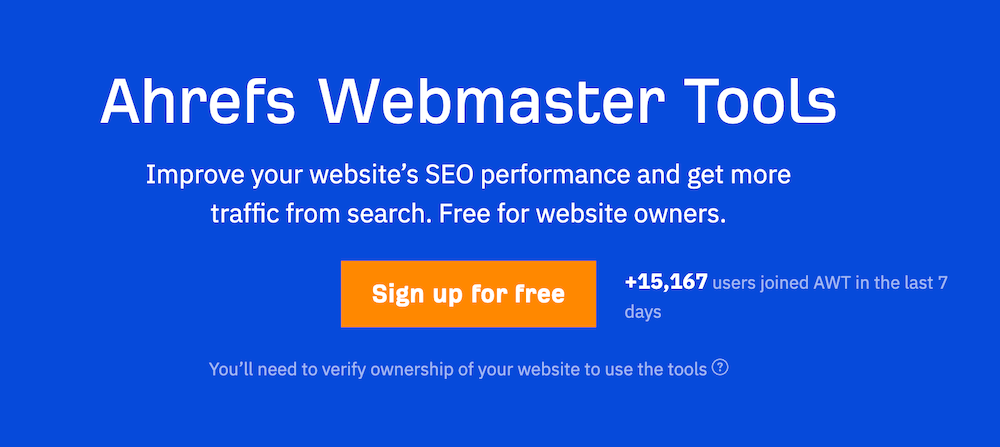 Ahrefs Webmaster Tools