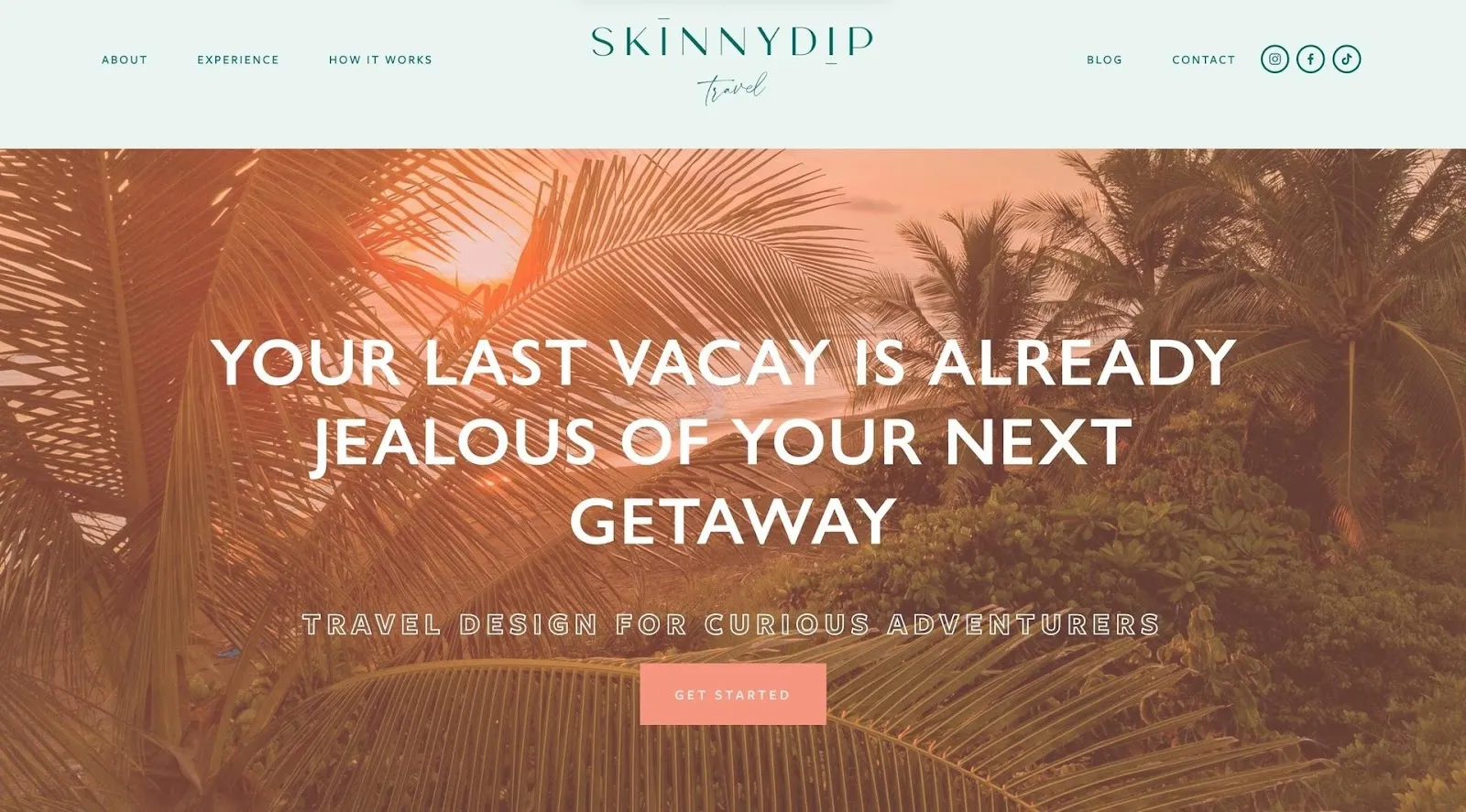 Skinny Dip Travel compartilha a declaração de propósito de sua marca em seu site.