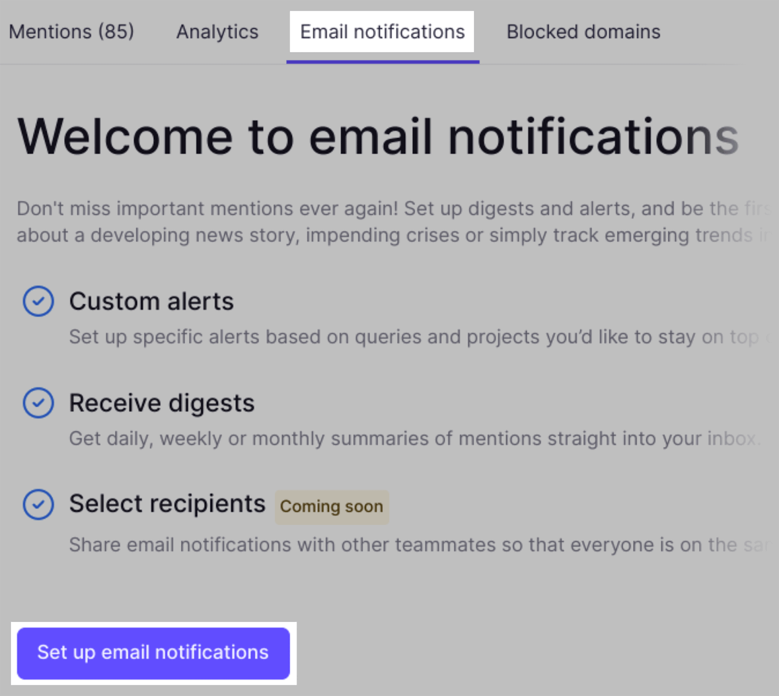 Email notifications