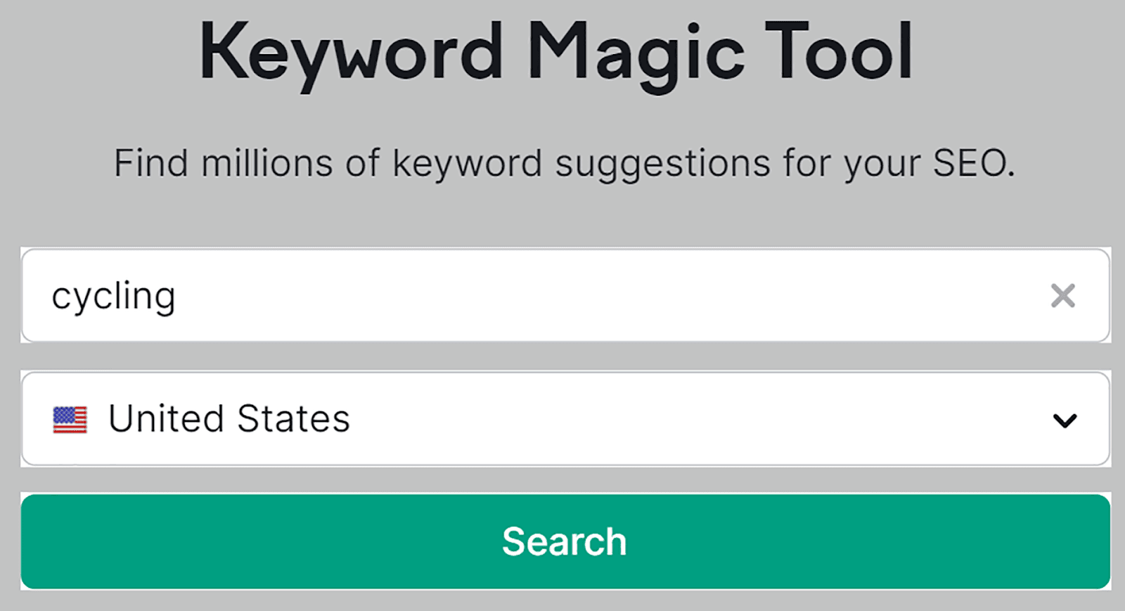 Enter seed keyword &#039;cycling&#039; on Keyword Magic tool then hit search