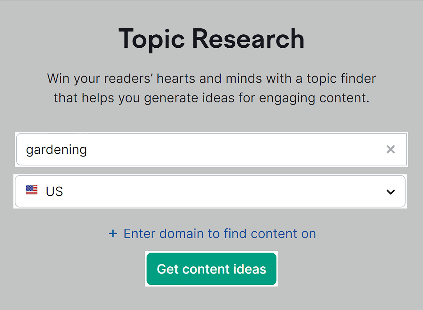 Use Topic Research tool and click &#039;get content ideas&#039;