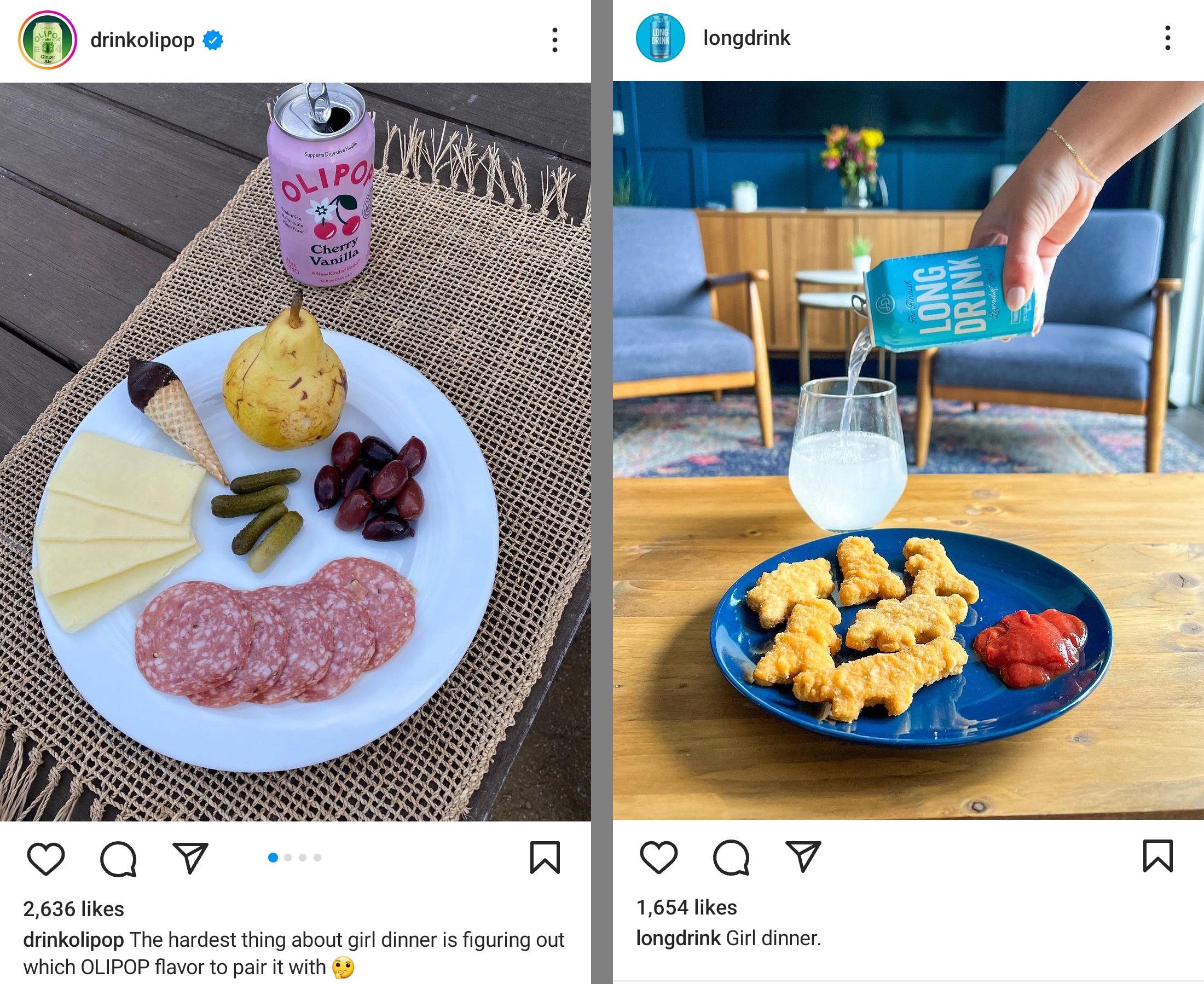 Olipop وLong Drink - أمثلة على أفضل ممارسات وسائل التواصل الاجتماعي في Instagram