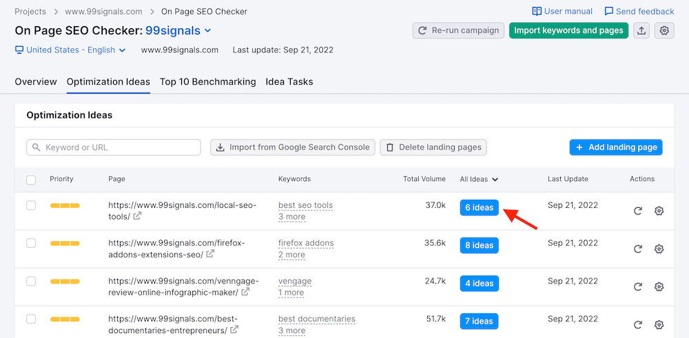 Semrush On Page SEO Checker - Updating Content