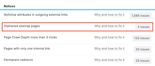 Semrush Internal Linking Report