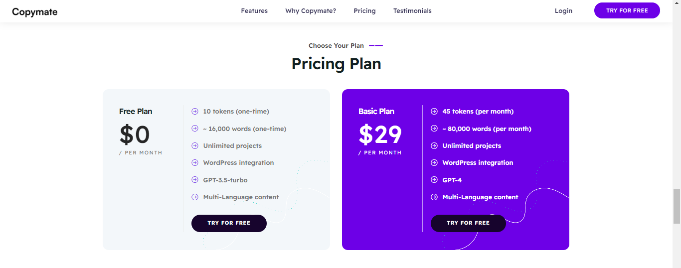 Copymate Pricing