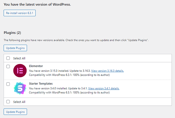 WordPress 更新