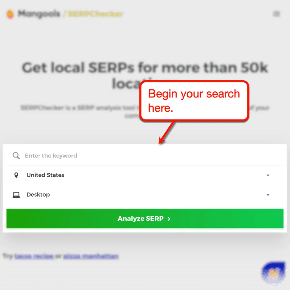 Mangools SERPChecker 工具搜尋列