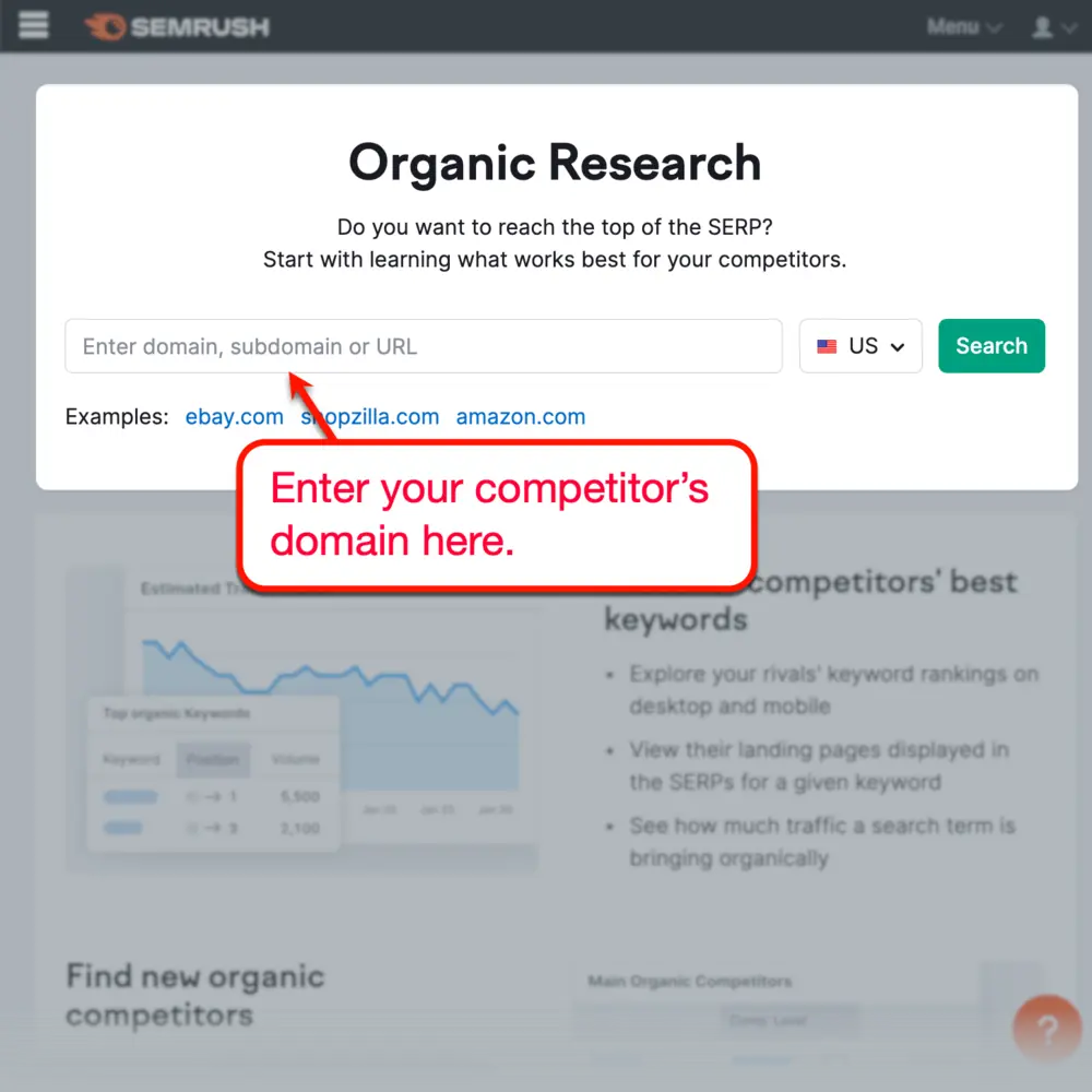 Semrush 有機研究工具