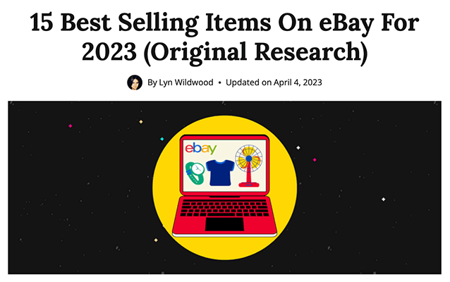 Gli articoli più venduti su eBay: esempio del tipo di post