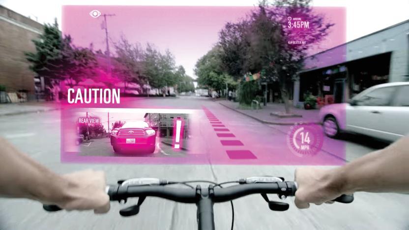 Ein Bild von T-Mobile, das 5G-Internetgeschwindigkeiten zeigt, kann Radfahrern helfen, Gefahren von allen Seiten zu erkennen