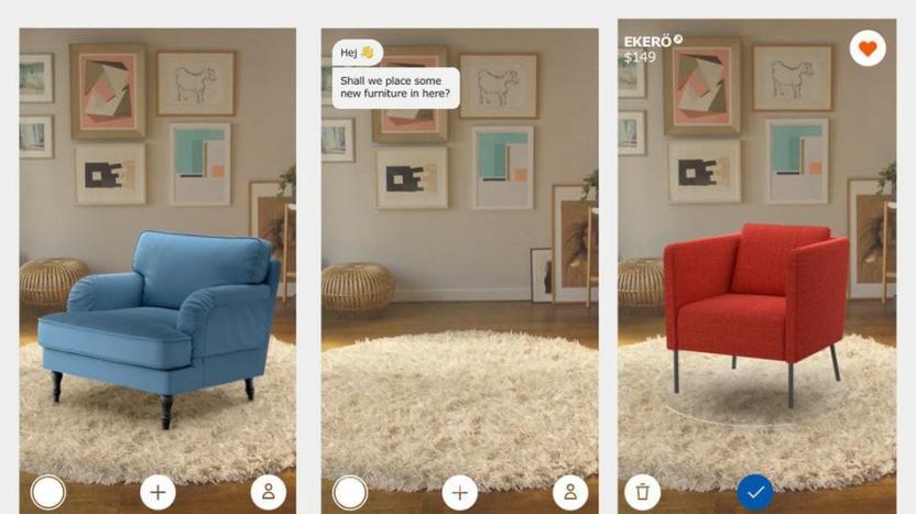 Mit der IKEA Place-App können Benutzer mit einer Smartphone-Kamera ein Bild von einem Raum in ihrem Zuhause machen