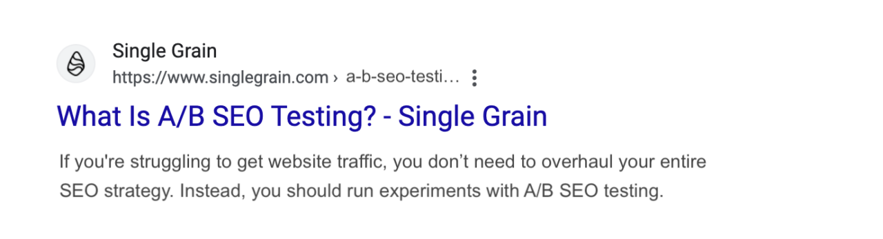 A-B-SEO-Testergebnisse der SERPs – Single Grain