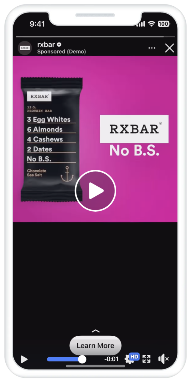 RXBAR Facebook video reklamı