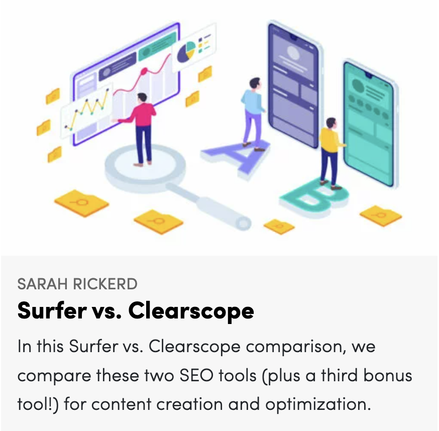 Imagen de publicación de blog de Surfer vs Clearscope