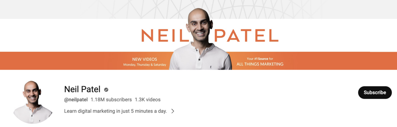 Neil Patel'in YouTube kanalı