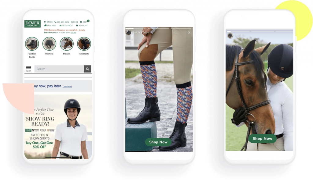 Dover Saddlery InStory coinvolgenti storie mobili per la scoperta dei prodotti